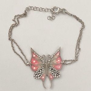 925 Silver butterfly bracelet enamel cz bracelet